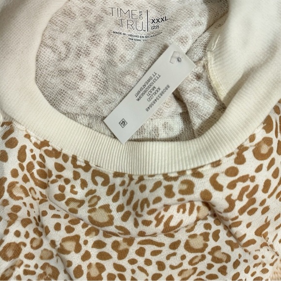 015 Time and Tru | NWT Leopard Tan Cream Women’s Garment Wash Sweatshirt (XXXL) - Picture 8 of 11